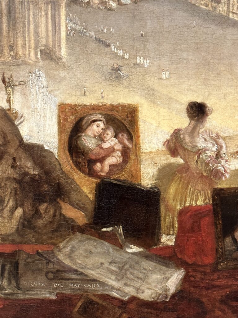 JMW Turner 1755-1851 Rome, from the Vatican. Raffael Accompanied by La Fornarina, Preparing his Pictures for the Decoration of the Loggia. exhibited 1820 Oil paint on canvas - Erika Brown Tour Guide